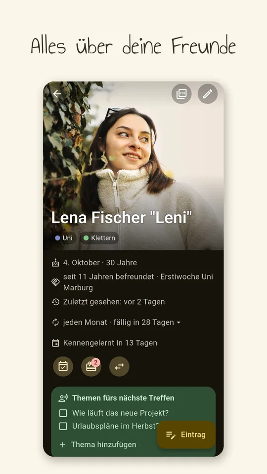 Alles über eine Person